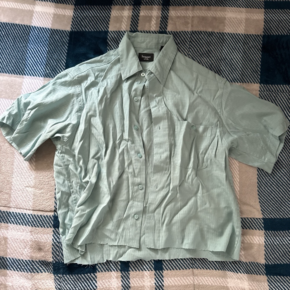 Haggar Mint Green Button-Up Shirt